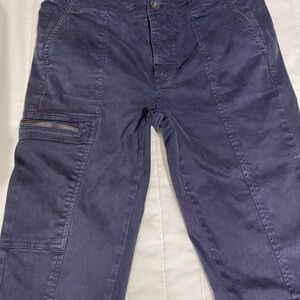 Anthropologie Deep Navy Women's Cargo Pants with Side Zip